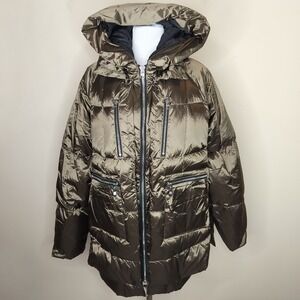 Orolay Duck Down Puffer Coat Dark Green Hooded Zip Up